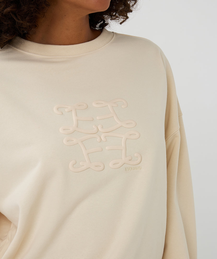 EsQualo Ecru Embossed Sweater