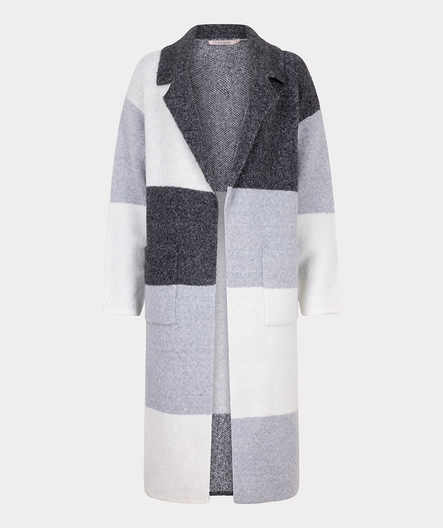 EsQualo Grey Blocks Long Cardigan