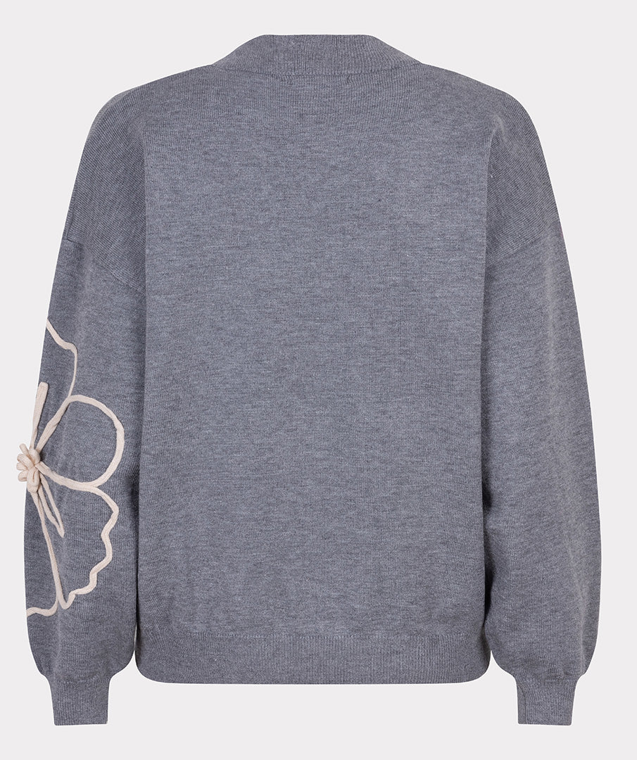 EsQualo Grey Sweater with Flower Patch