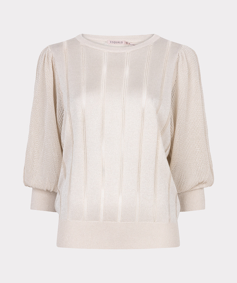 EsQualo Light Grey Short PuffSleeves Sweater