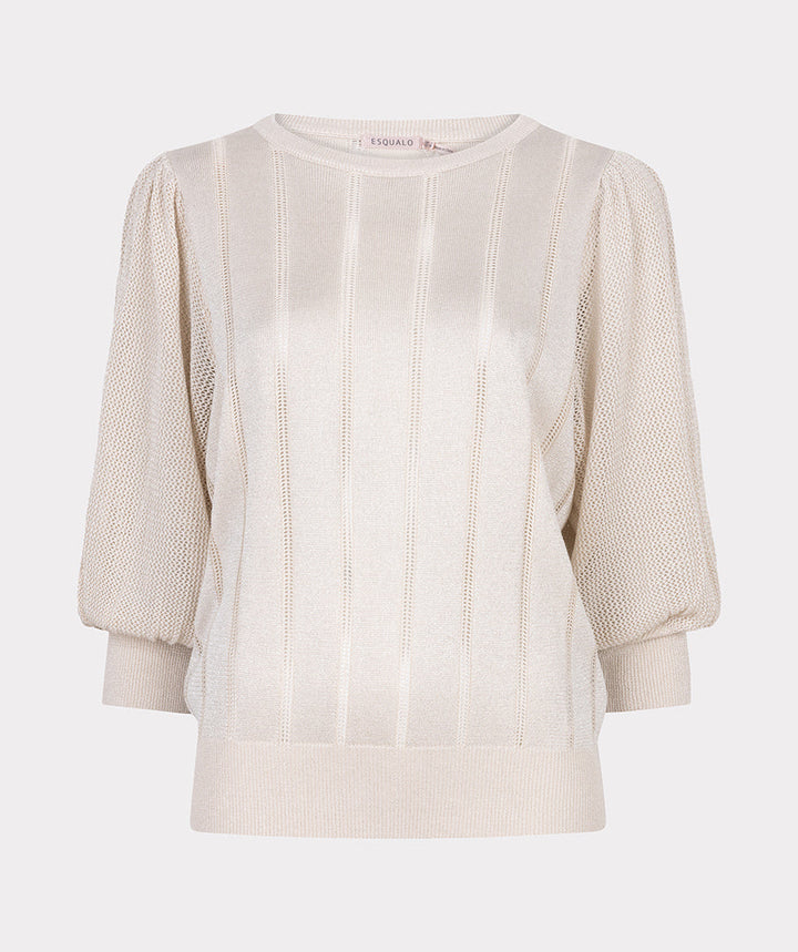 EsQualo Light Grey Short PuffSleeves Sweater