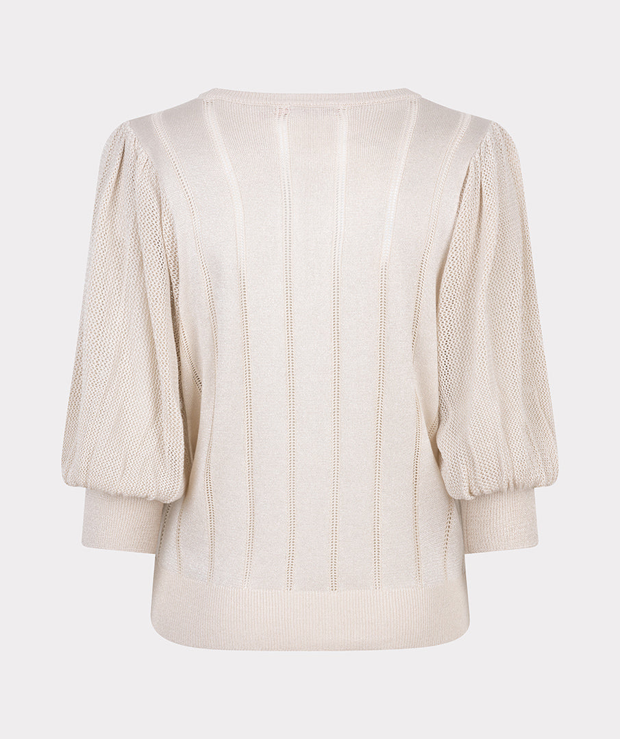 EsQualo Light Grey Short PuffSleeves Sweater