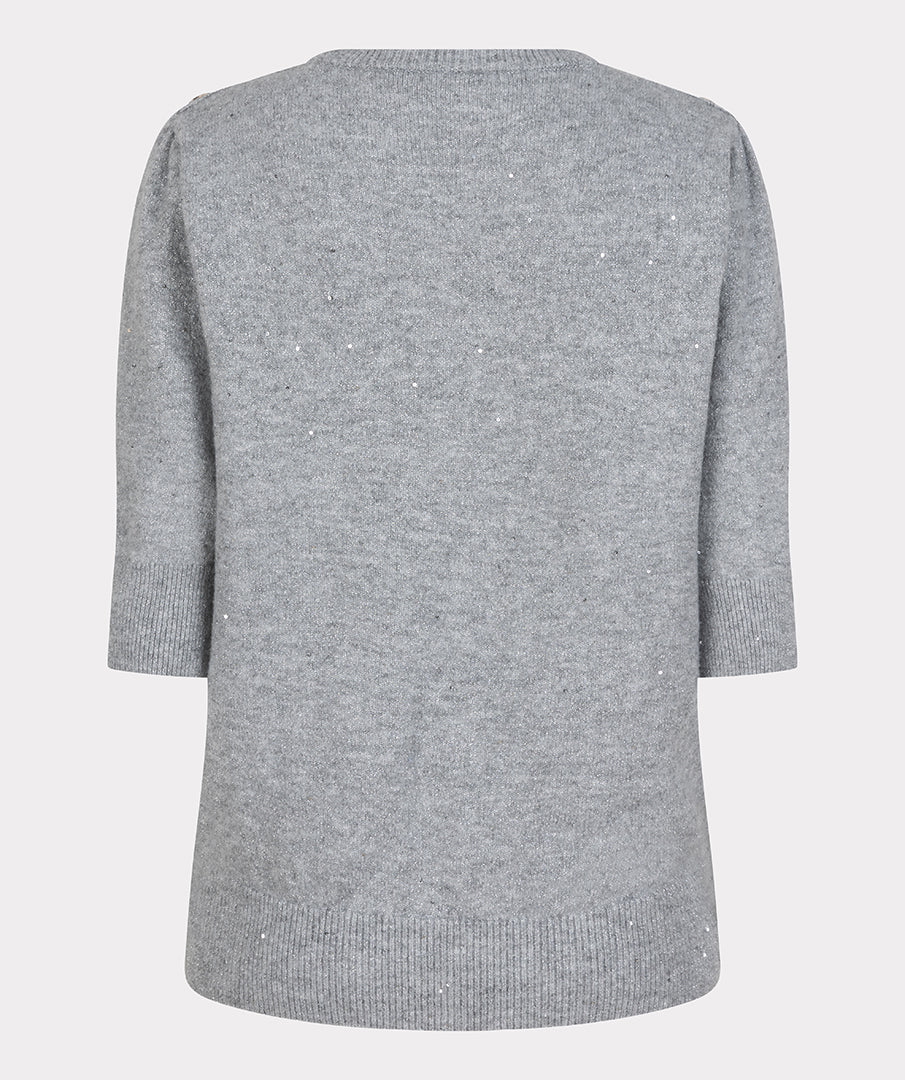 EsQualo Light Grey Short Sleeve Sequin Sweater