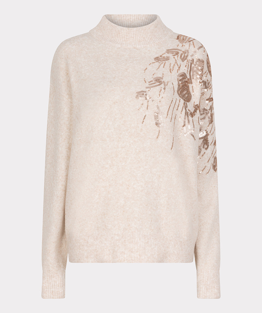 EsQualo Light Sand Sequin Sweater