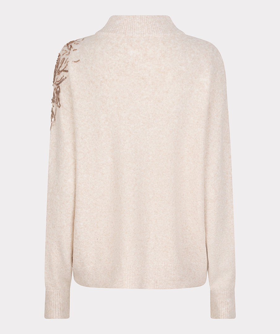 EsQualo Light Sand Sequin Sweater