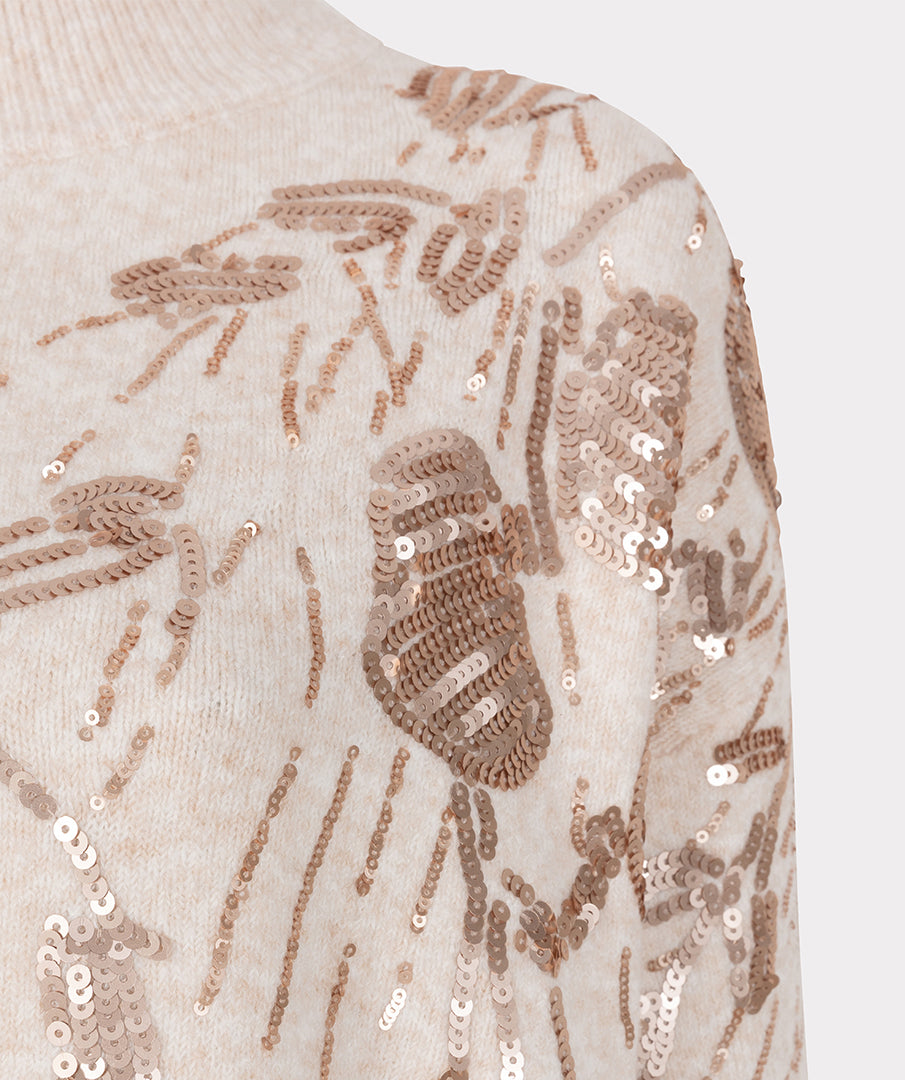 EsQualo Light Sand Sequin Sweater
