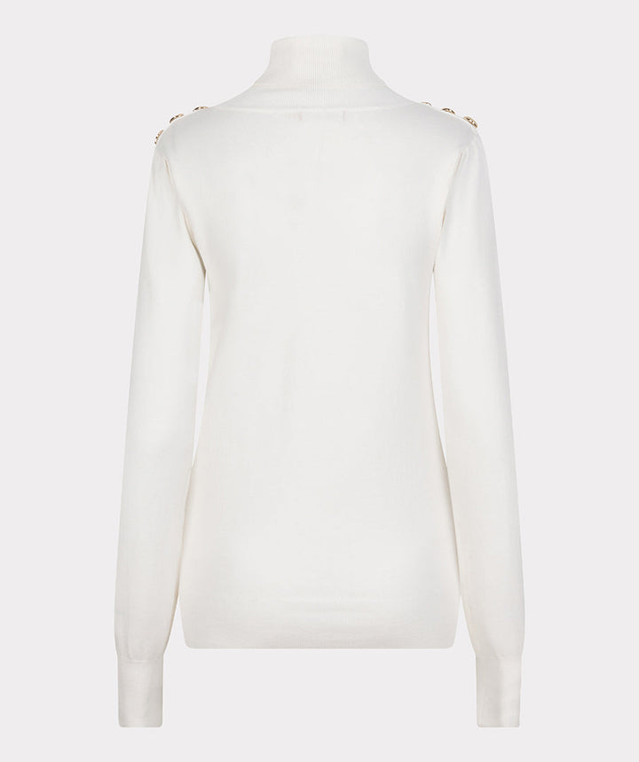 EsQualo Off White Basic Knitted Sweater