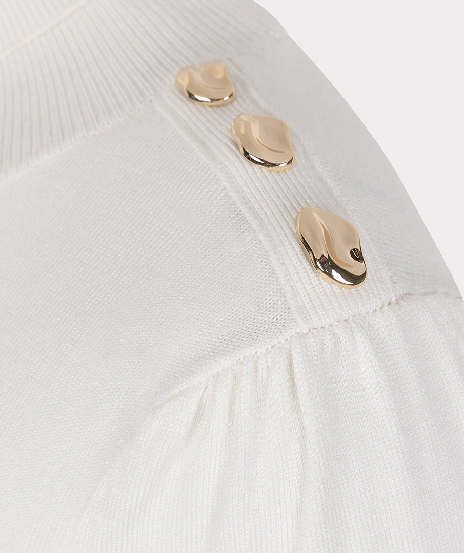 EsQualo Off White Basic Knitted Sweater