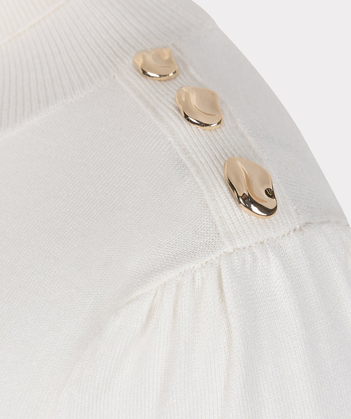 EsQualo Off White Basic Knitted Sweater