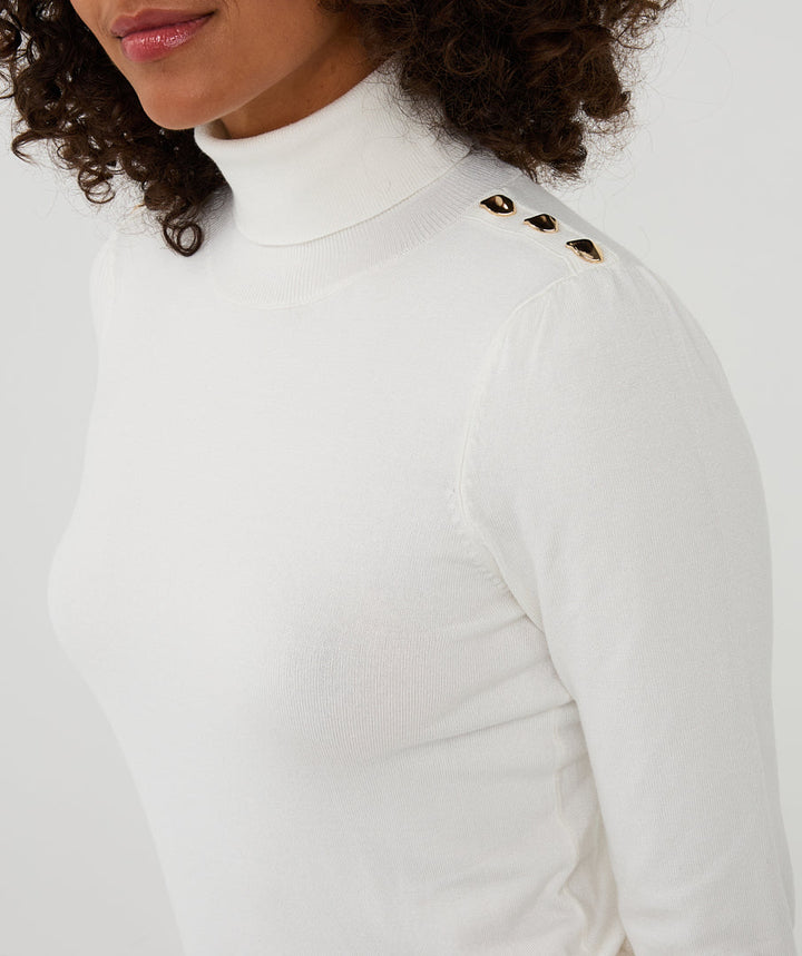 EsQualo Off White Basic Knitted Sweater
