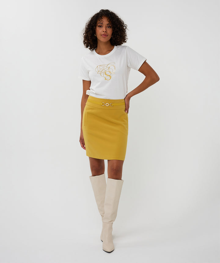 EsQualo Off White Curly Print Top