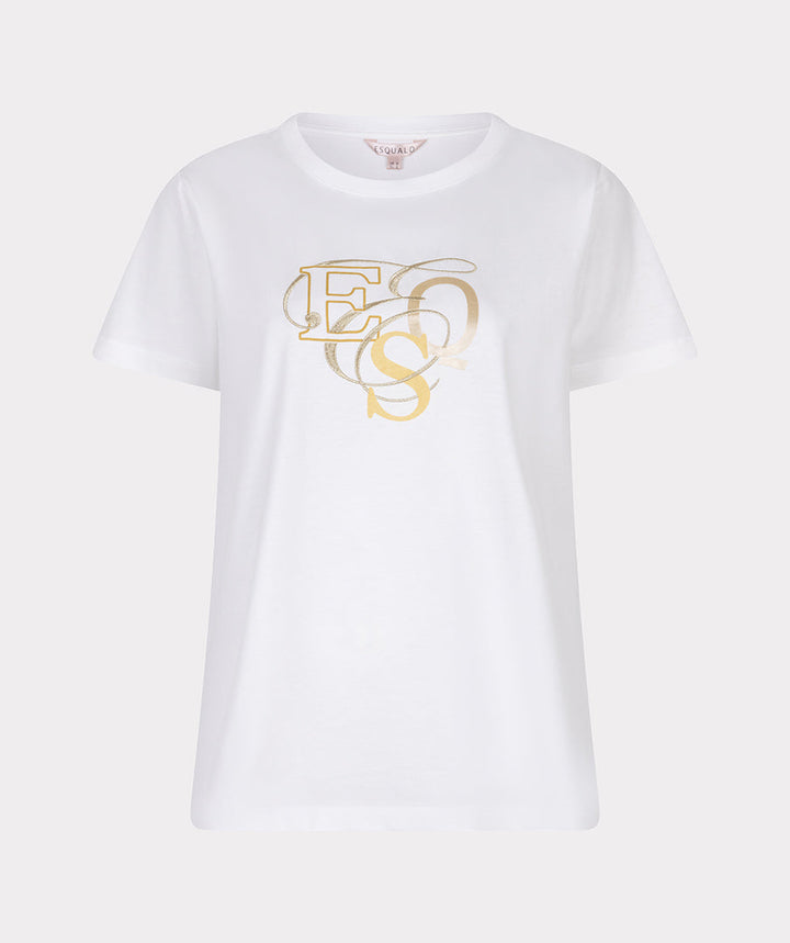 EsQualo Off White Curly Print Top