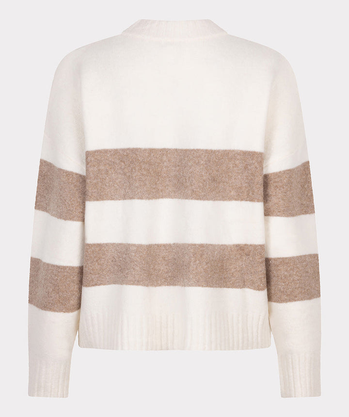 EsQualo Off White & Tan Striped Sweater