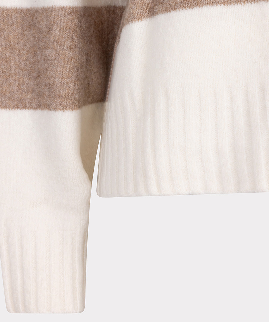 EsQualo Off White & Tan Striped Sweater