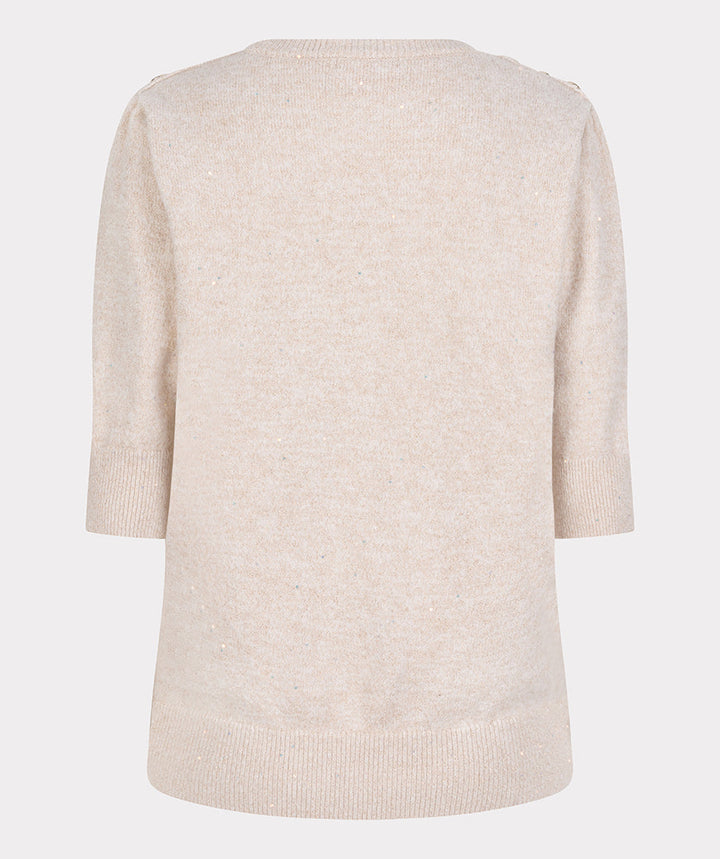 EsQualo Sand Short Sleeve Sequin Sweater