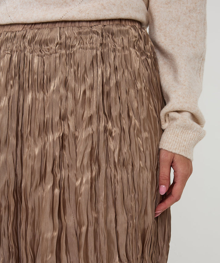 EsQualo Taupe Pleated Skirt - 'Plisse Changeant'