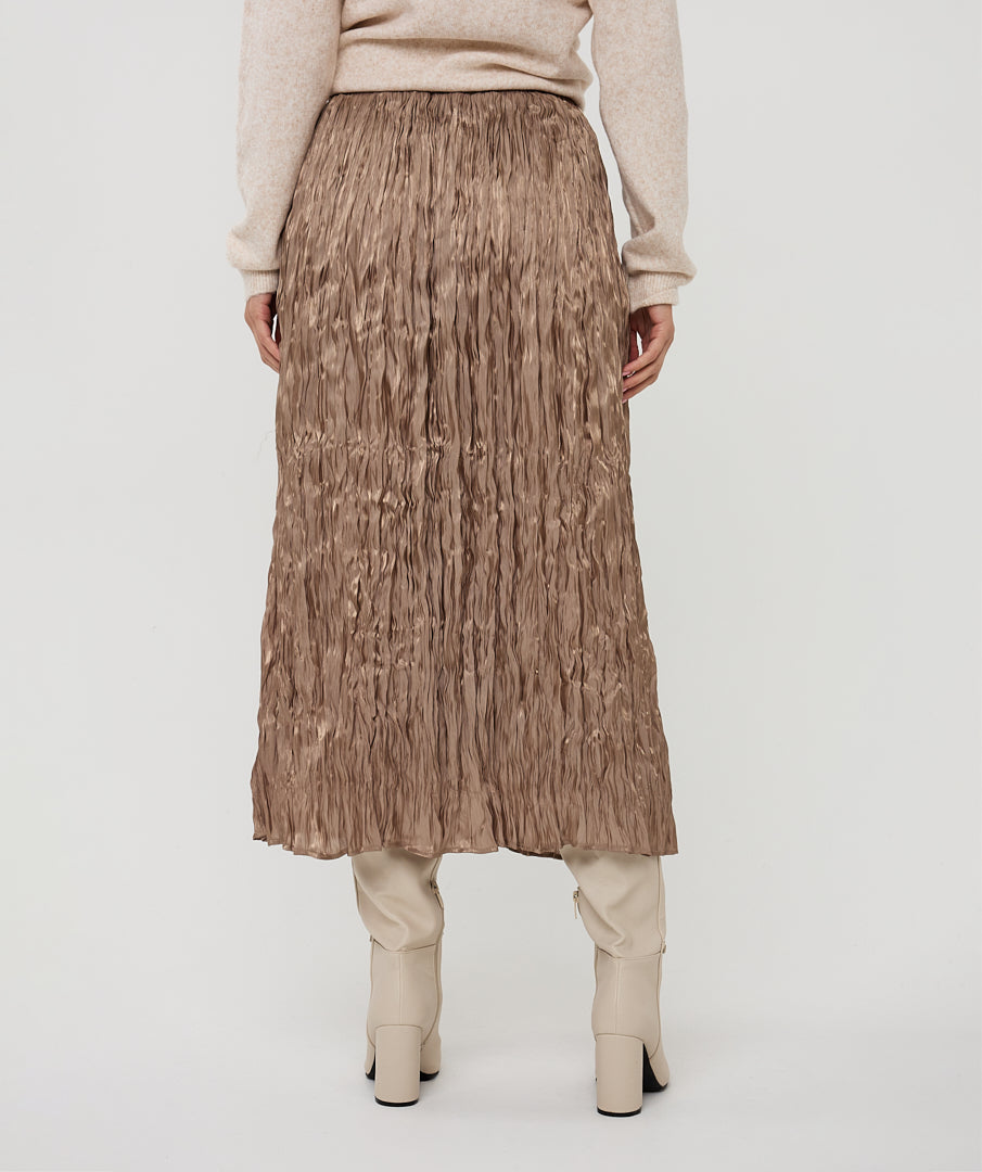 EsQualo Taupe Pleated Skirt - 'Plisse Changeant'
