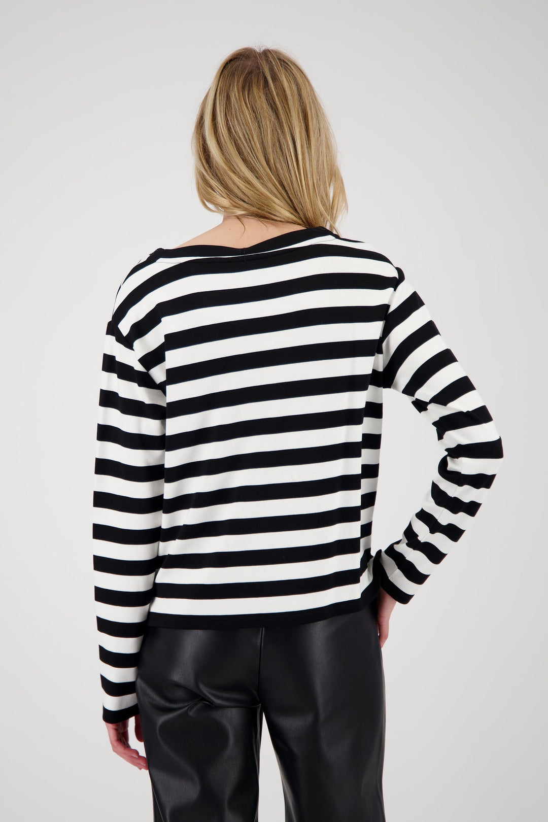 Monari Black Striped Round Neck Sweatshirt