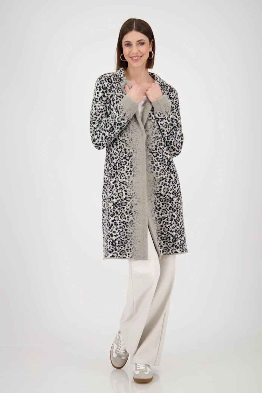 Monari Leopard Pattern Knitted Coat