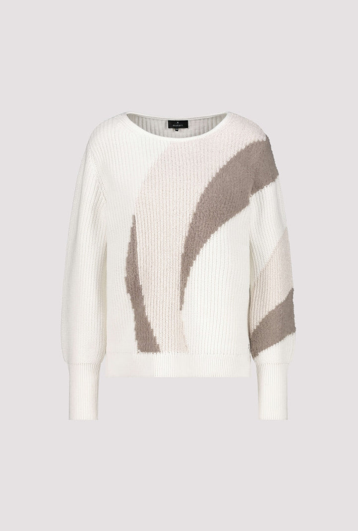 Monari Off White Jumper with Inlay Pattern