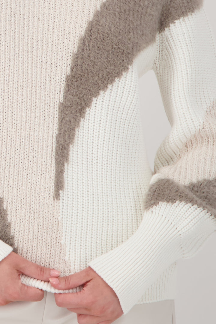 Monari Off White Jumper with Inlay Pattern