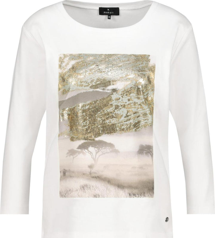 Monari Off White 3/4 Length Top