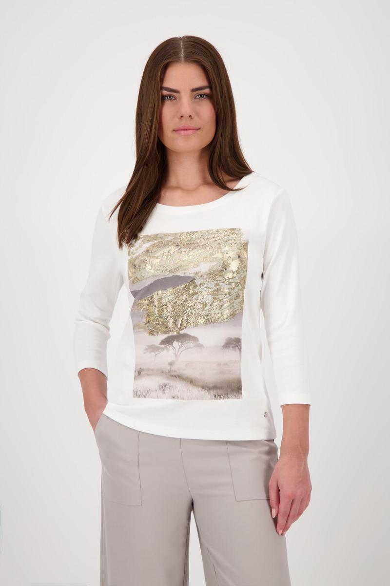 Monari Off White 3/4 Length Top