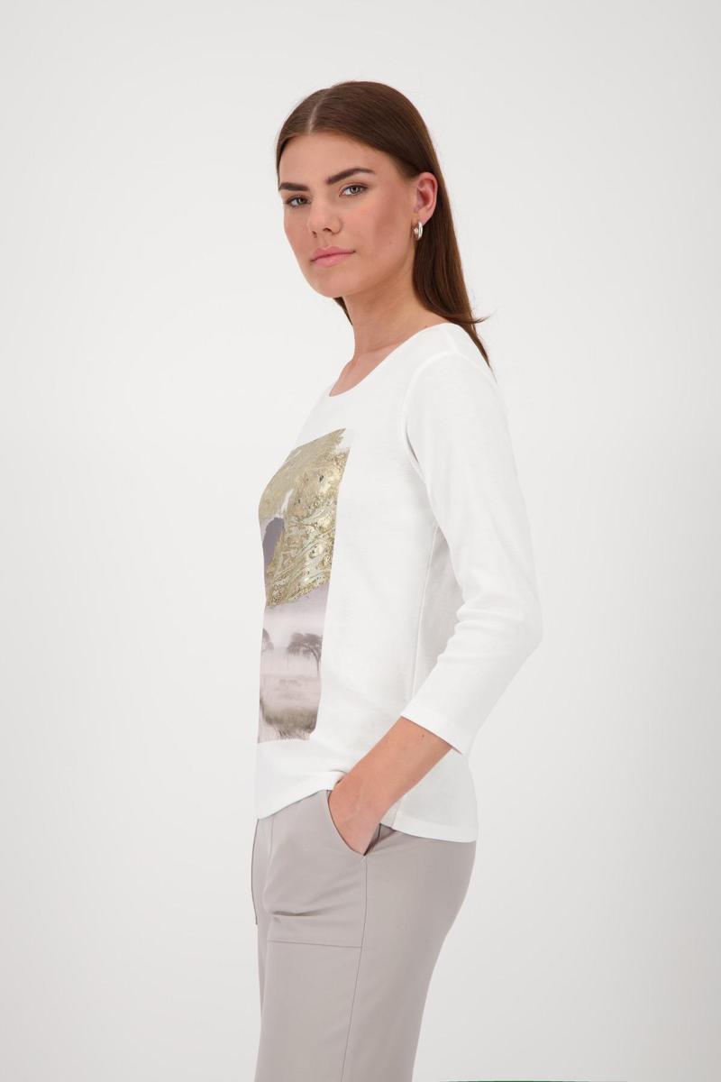 Monari Off White 3/4 Length Top
