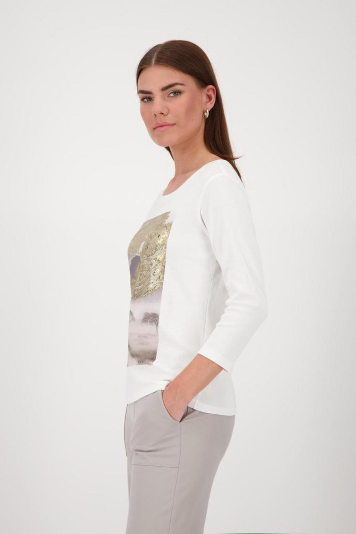 Monari Off White 3/4 Length Top