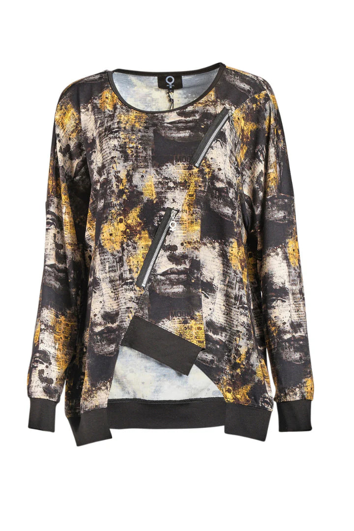 My Soul Round Neck Lady Print Top Multi