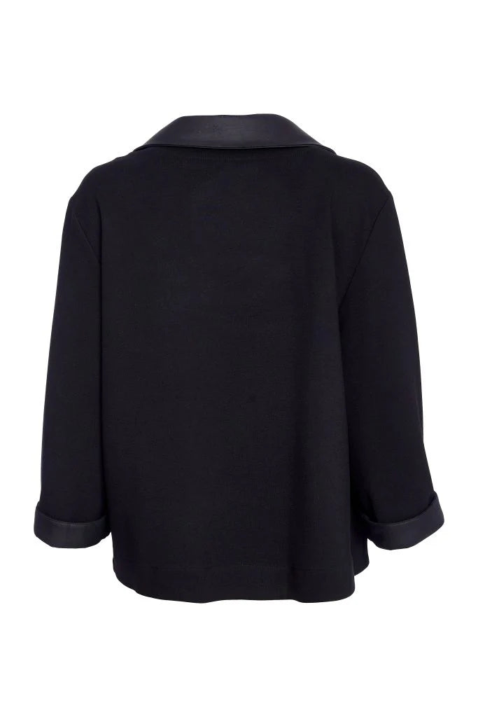 Naya Black Wrap Jacket with Leatherette Details