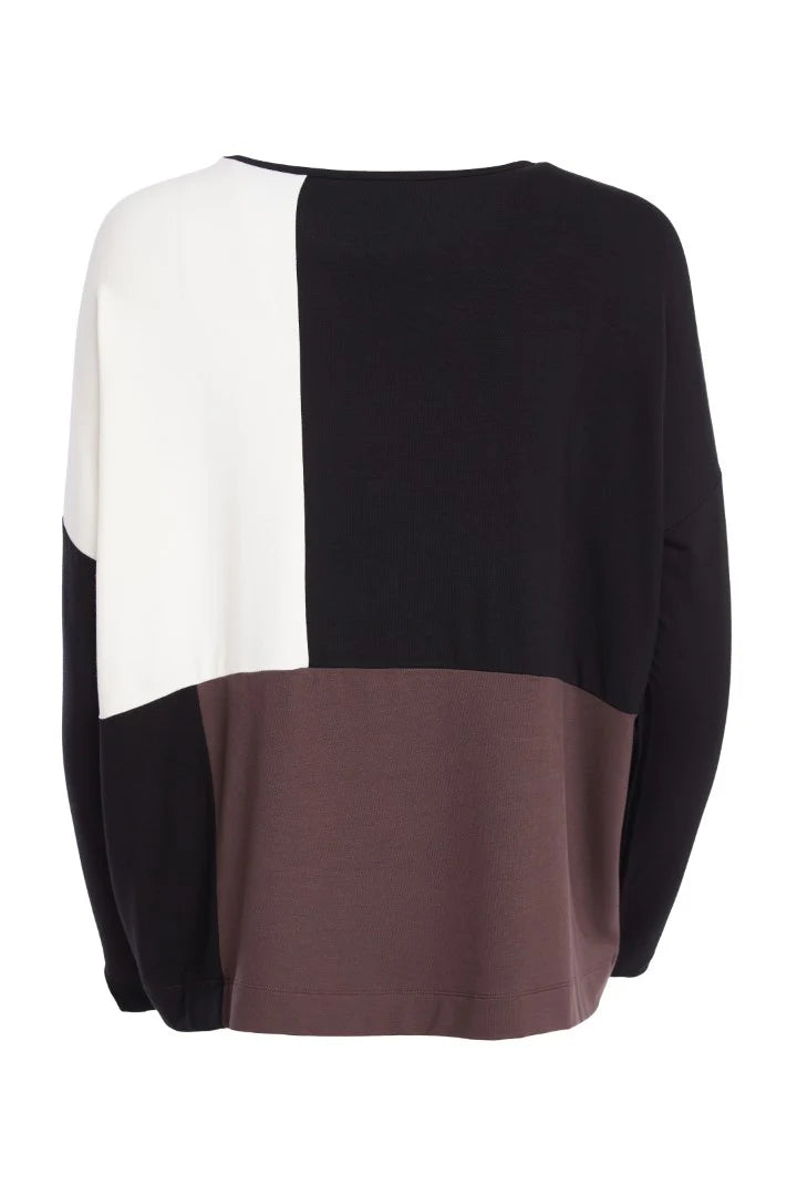 Naya Colour Block Round Neck Long Sleeve Top