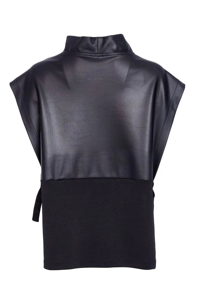 NAYA Leatherette Top with Tie Detail