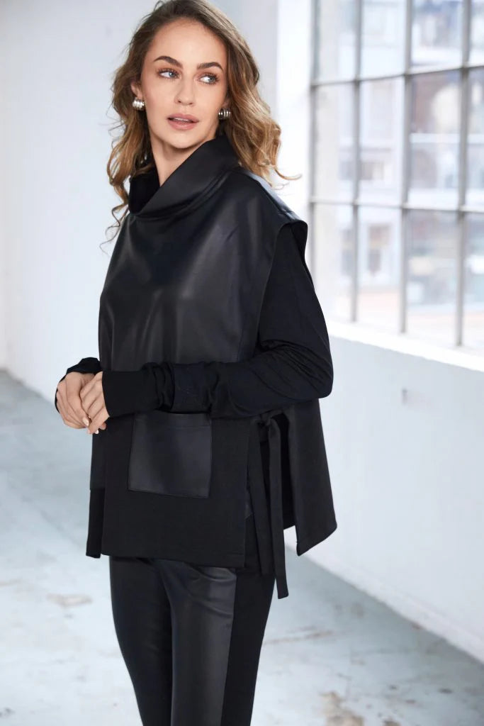 NAYA Leatherette Top with Tie Detail