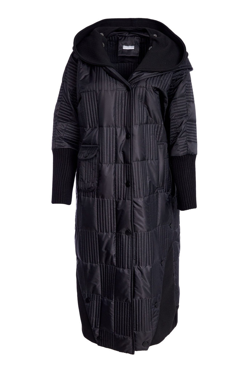 Naya Padded Hooded Coat with Ribbed Collar and Pocket