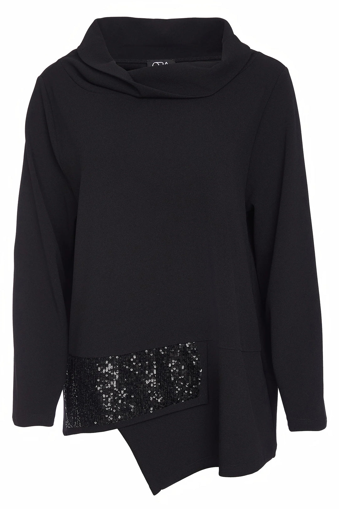 Ora Roll Collar Top with Beaded Panel Detail