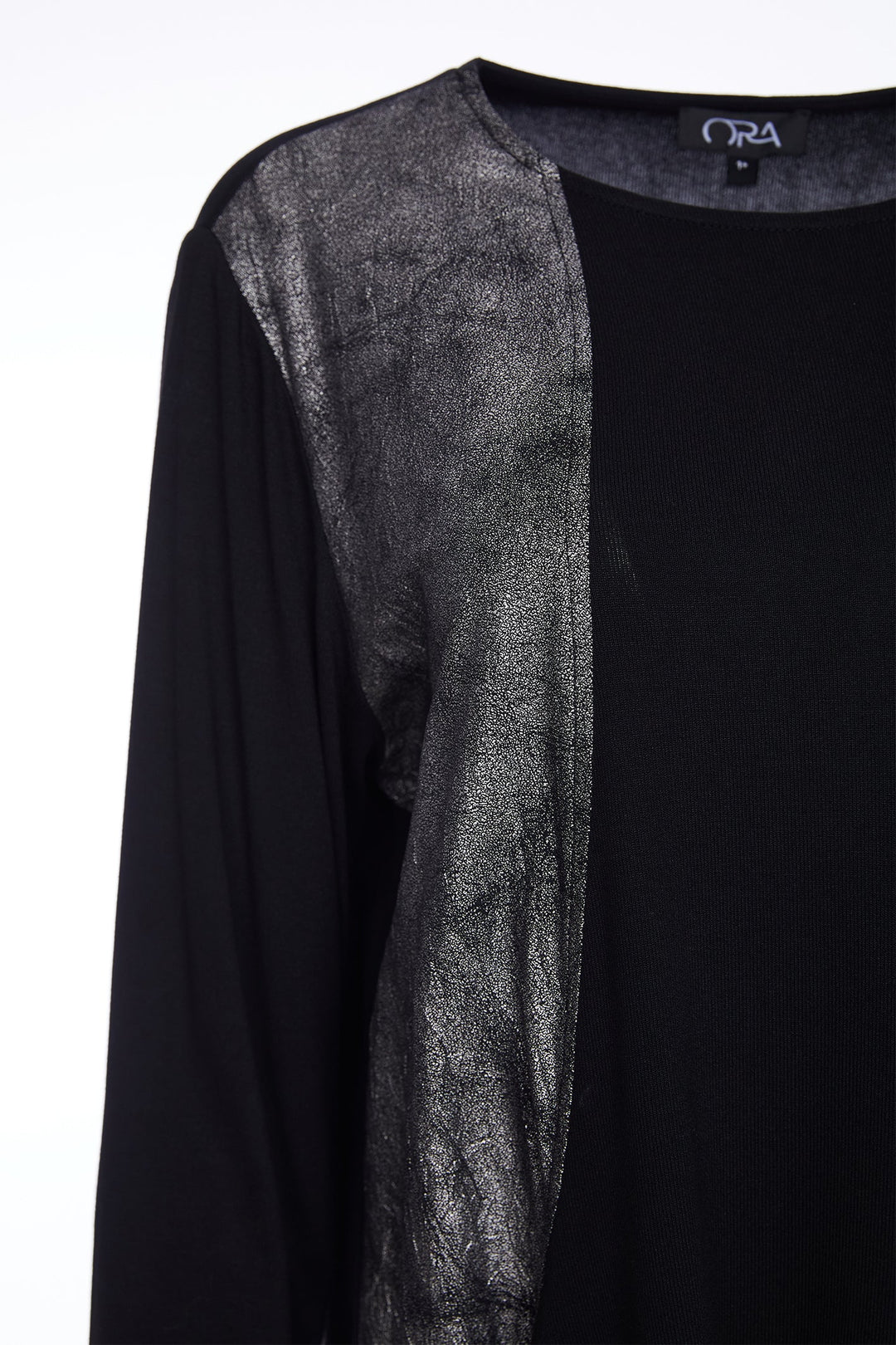 Ora Round Neck Top with Contrast Panels and Necklace
