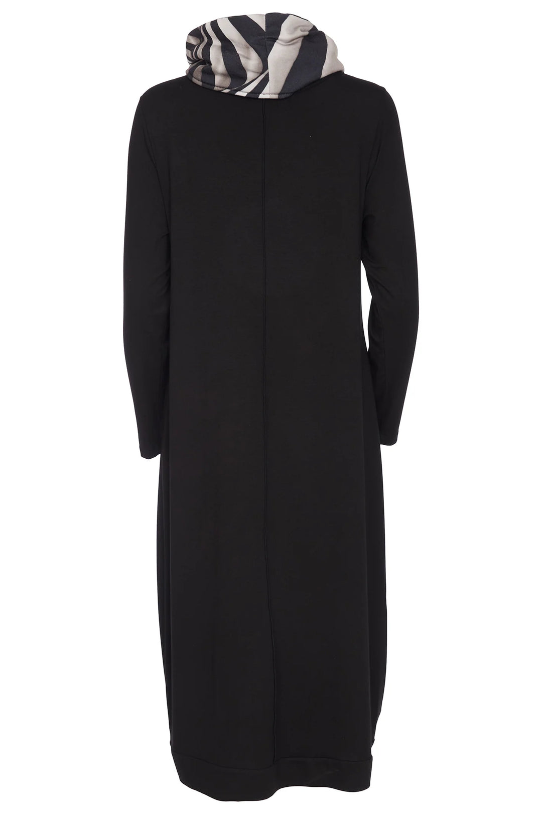 Ora V Neck Print Dress with Cut Away Hem and Neckscarf