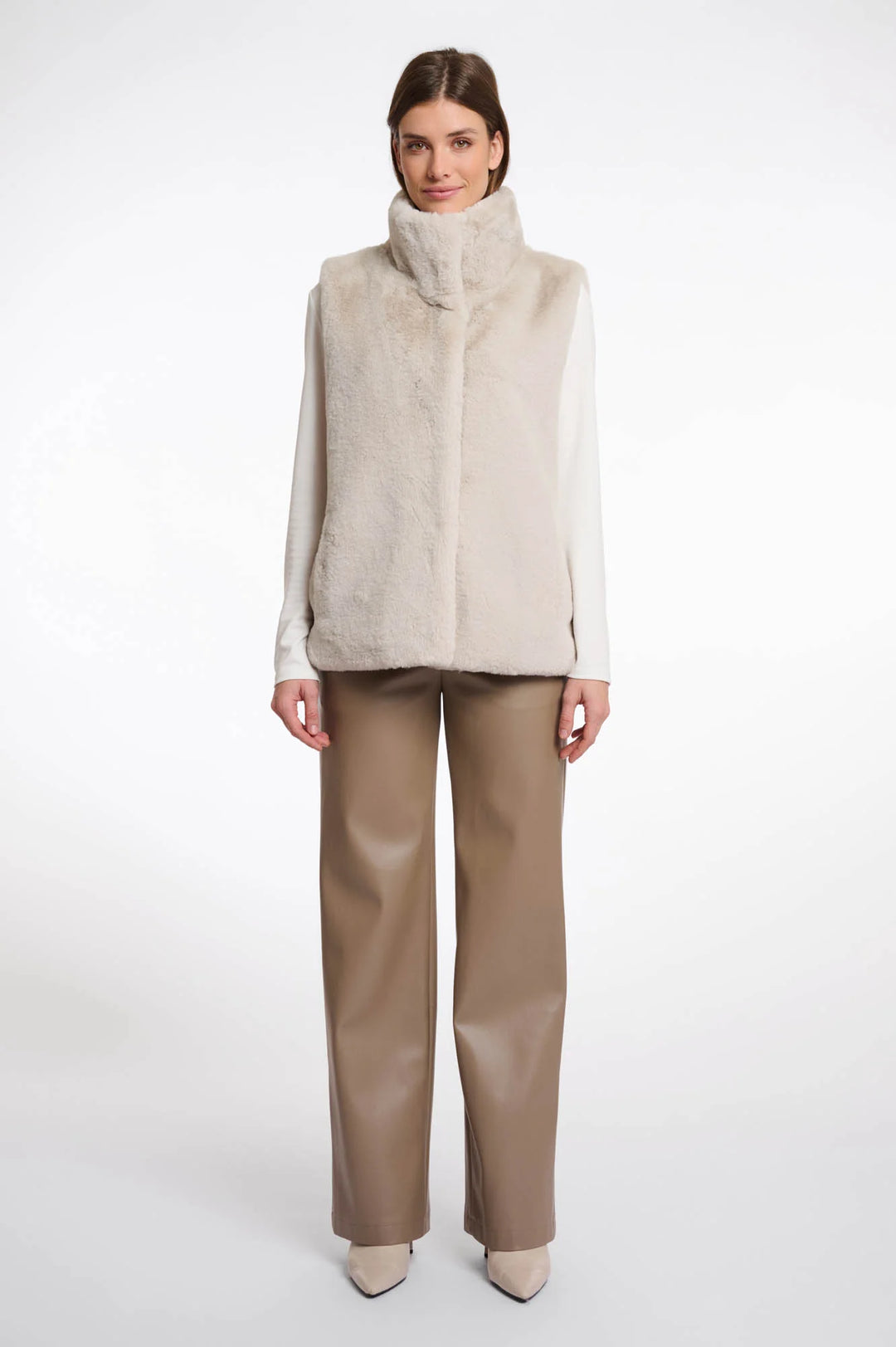 Rino & Pelle Lison Short Faux Fur Waistcoat Birch