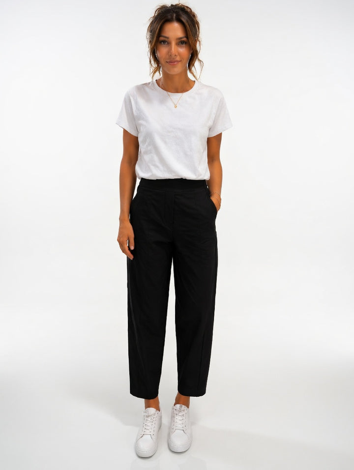 Lightweight Cropped Barrel Travel Trousers