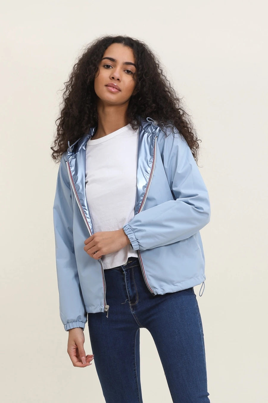 Short Waterproof Reversible Windbreaker
