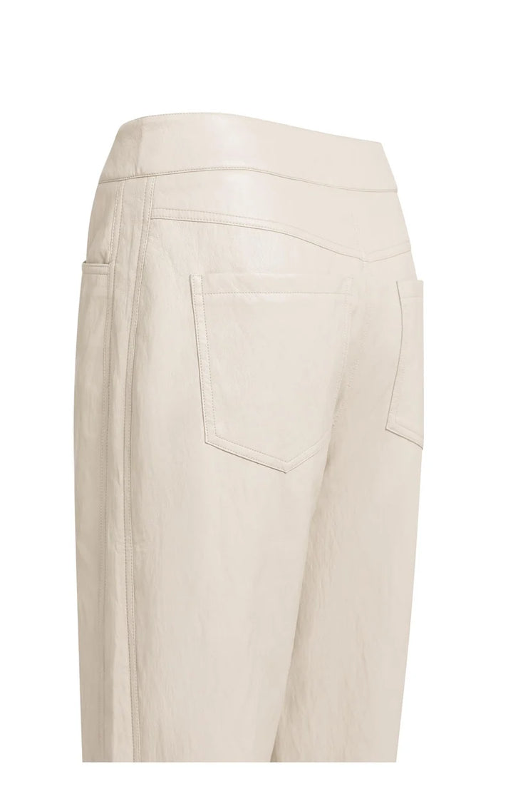 YAYA Faux Leather Carrot Fit Trousers, Grey