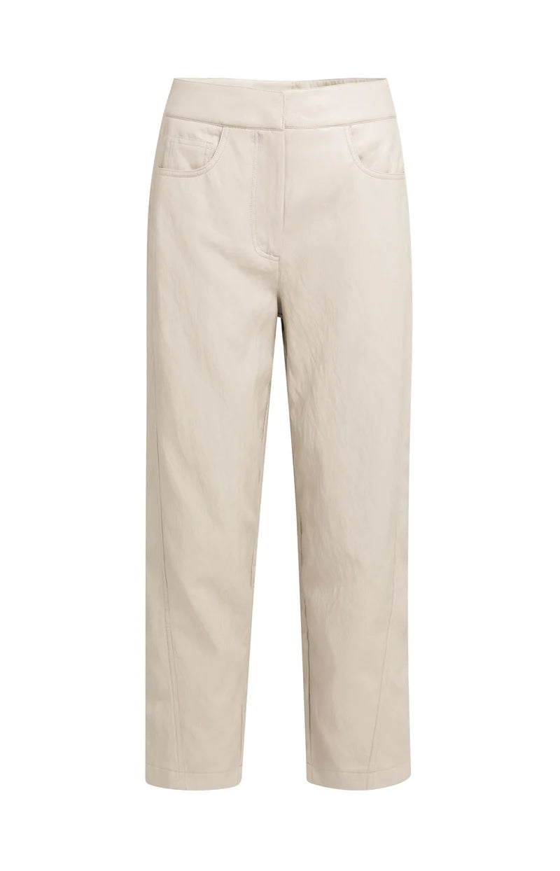 YAYA Faux Leather Carrot Fit Trousers, Grey