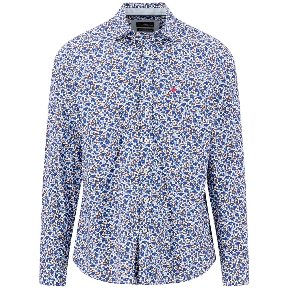Fynch Hatton Floral Print Shirt, Ink Blue