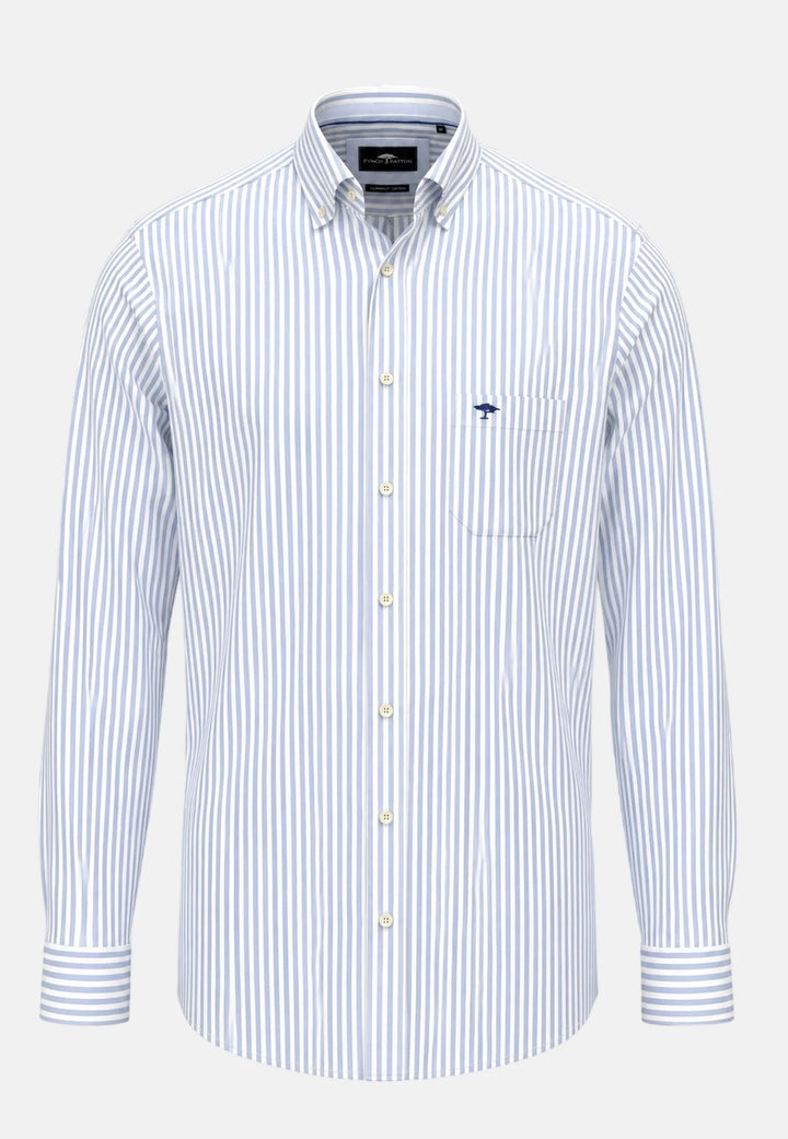 Fynch Hatton Poplin Stripe Button Down Shirt, Light Blue