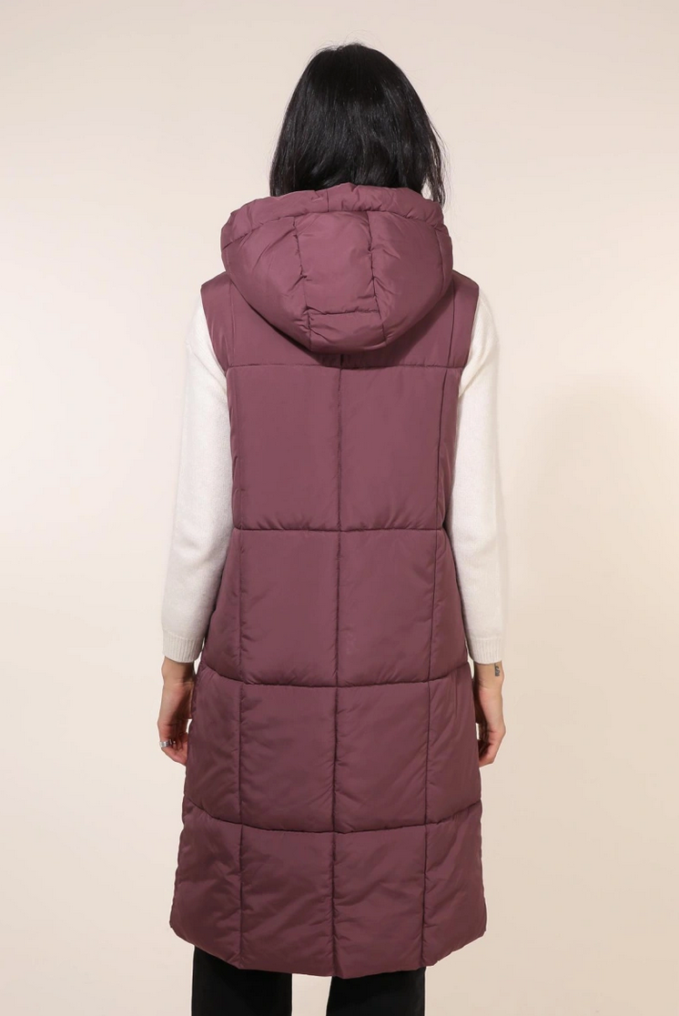 Purple Long Sleeveless Down Coat