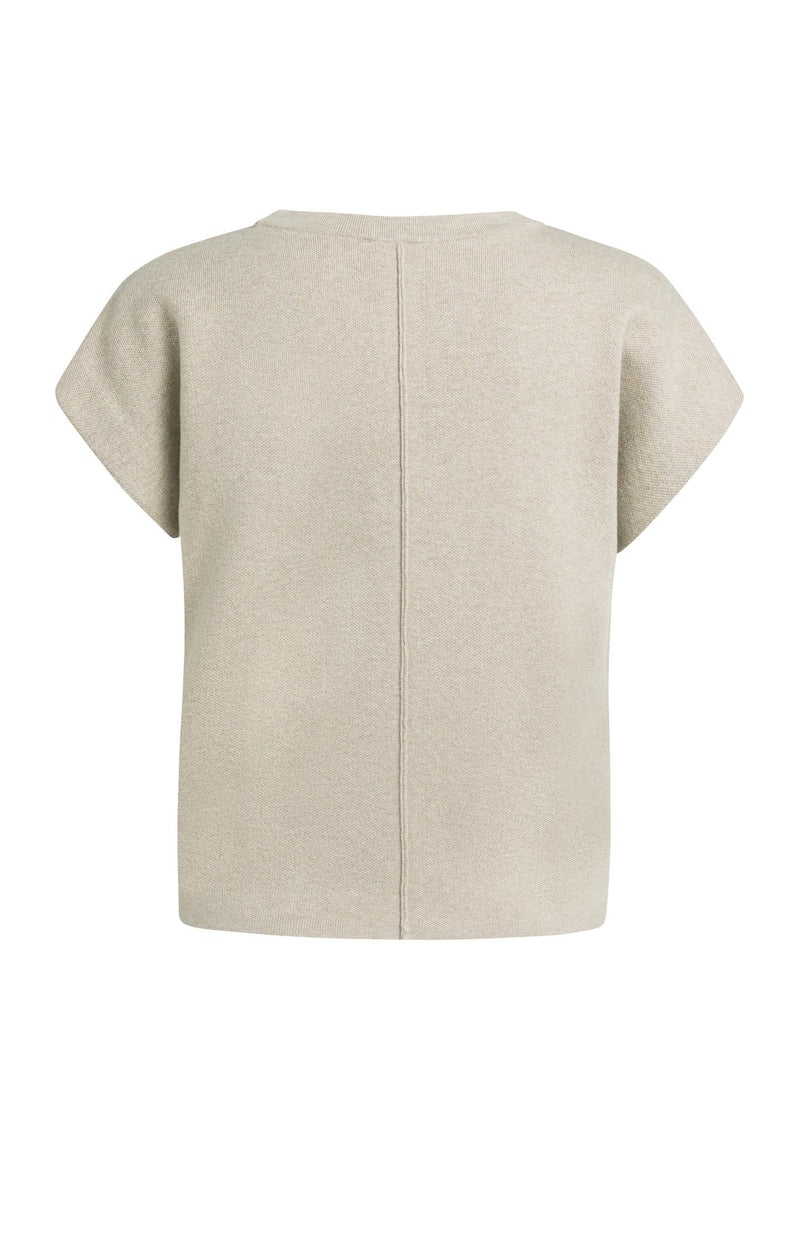 YAYA Jacquard Knit Top with Cap Sleeves, Grey