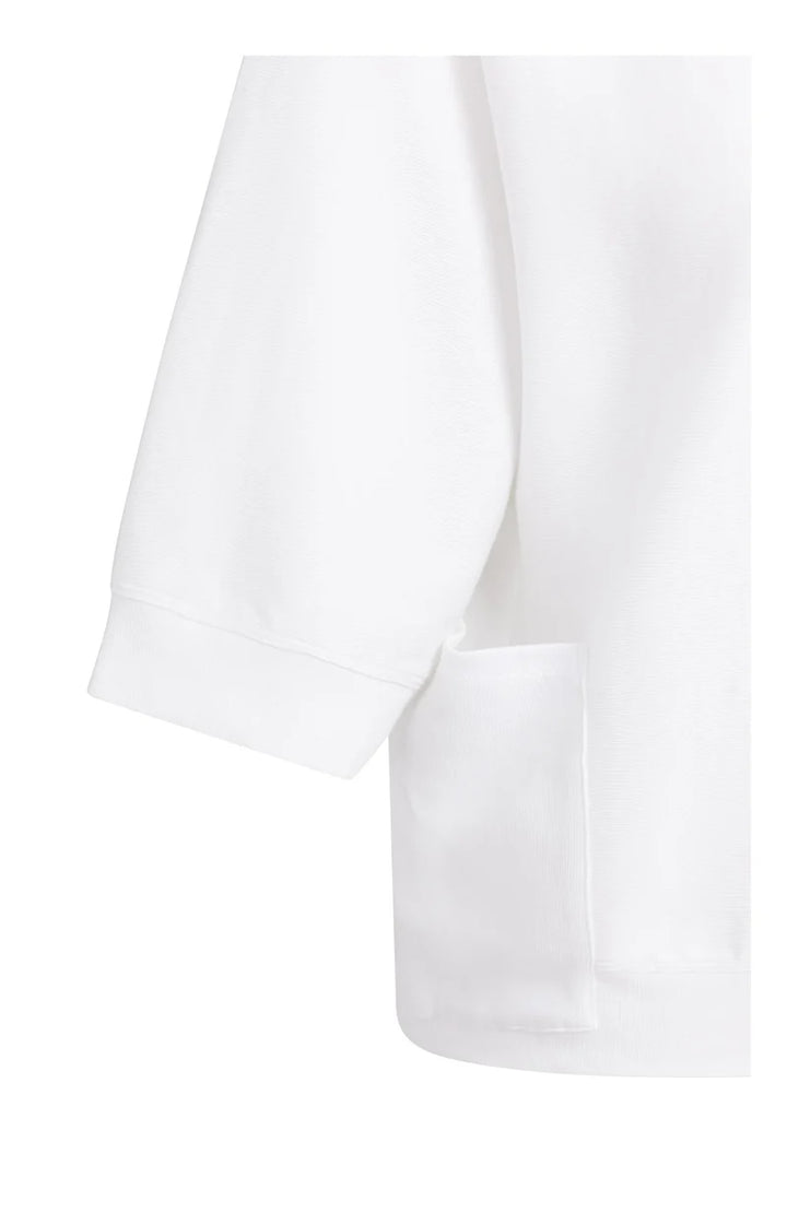 YAYA Jersey Rib Top with Short Sleeves, White