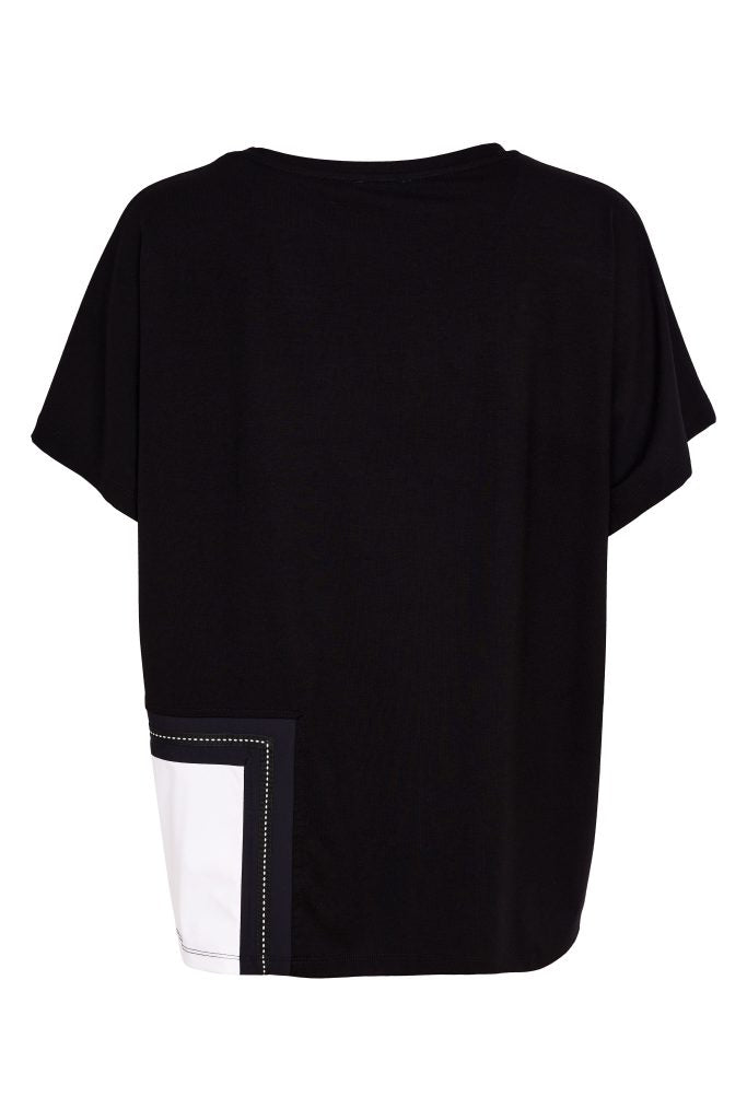 NAYA Black & White Contrast Pocket Top