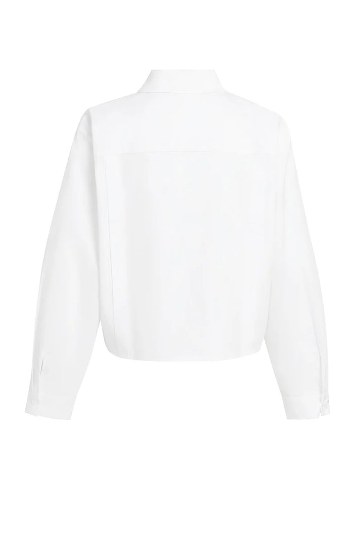 YAYA Poplin Blouse, Adjustable Waist & Long Sleeves, White